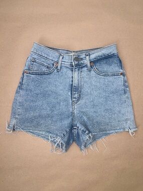 Levi's Mile High Cutoff Shorts Women’s 27 Light Wash Raw Hem